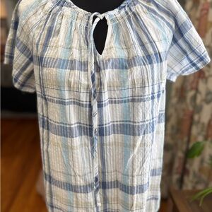 Croft & Barrow BNWT Blue Plaid Women's Top Petite Medium
